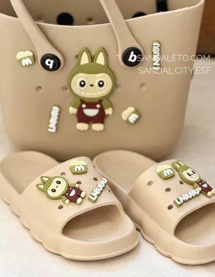 دمپایی زنانه زیتون مدل لبوبو ویدا