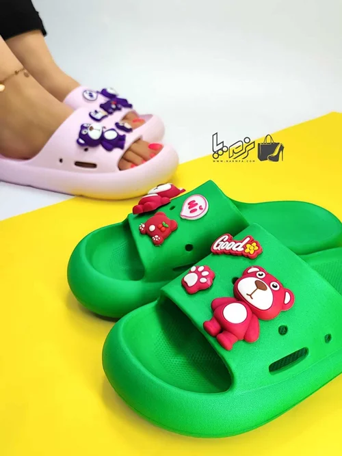 دمپایی زنانه زیتون مدل روشنک